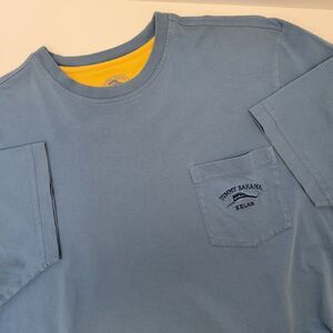 Tommy Bahama Relax 100% Pima Cotton Blue Short Sleeve Pocket Crewneck Shirt L